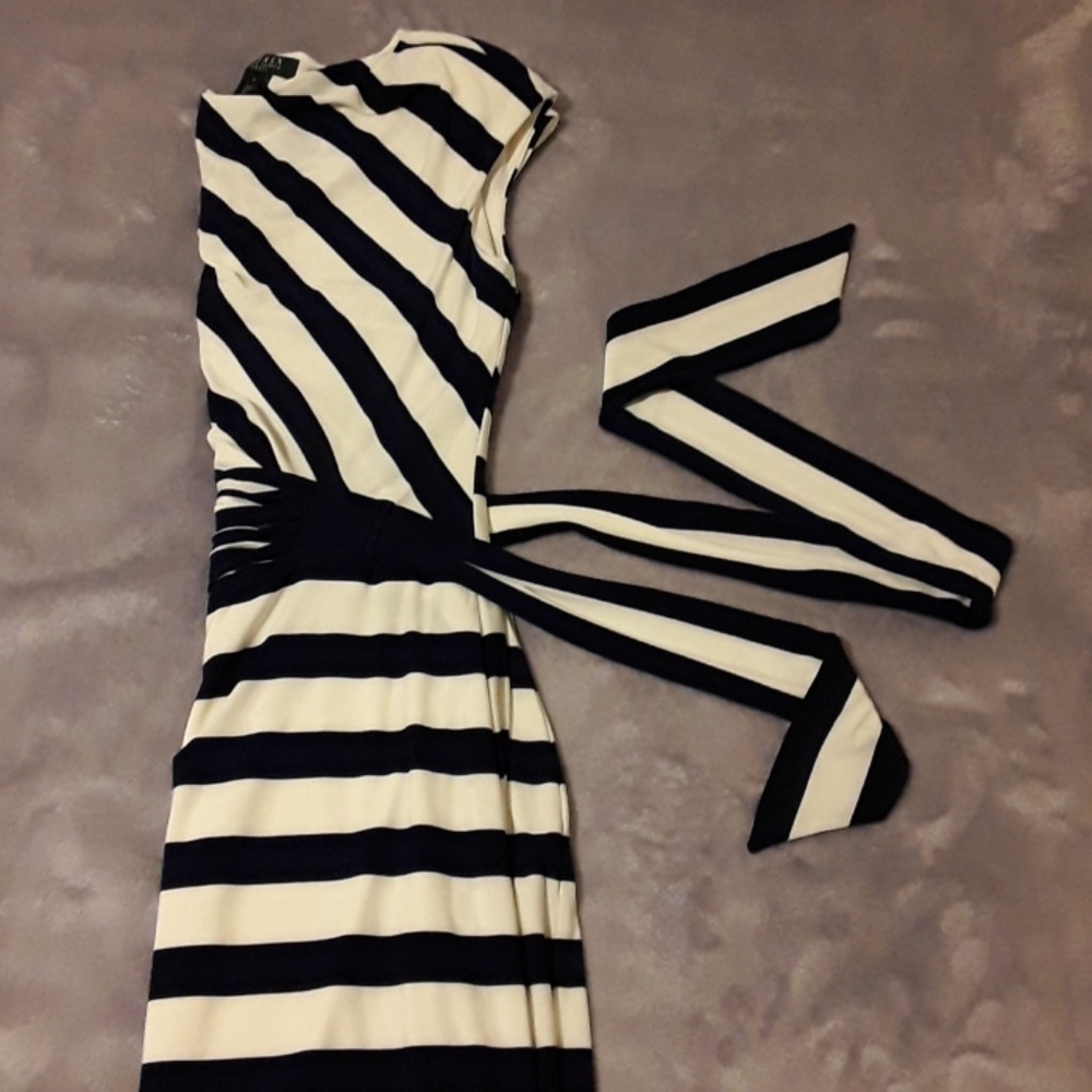 Ralph Lauren dress 4. Long. Navy blue/white stripe - Picture 6 of 6